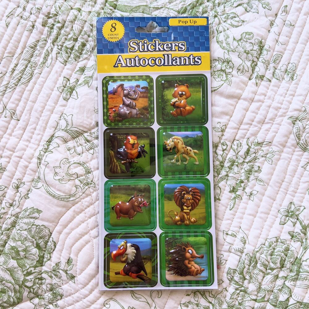 3D Embossed Animal Stickers BRAND NEW 8 Pop Up Sticker